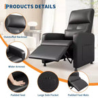 Power Recliner Chair with Heat & Massage, Adjustable Electric PU Leather Recliner, Tall Back, Padded Seat, Home Theater Sofa for Living Room