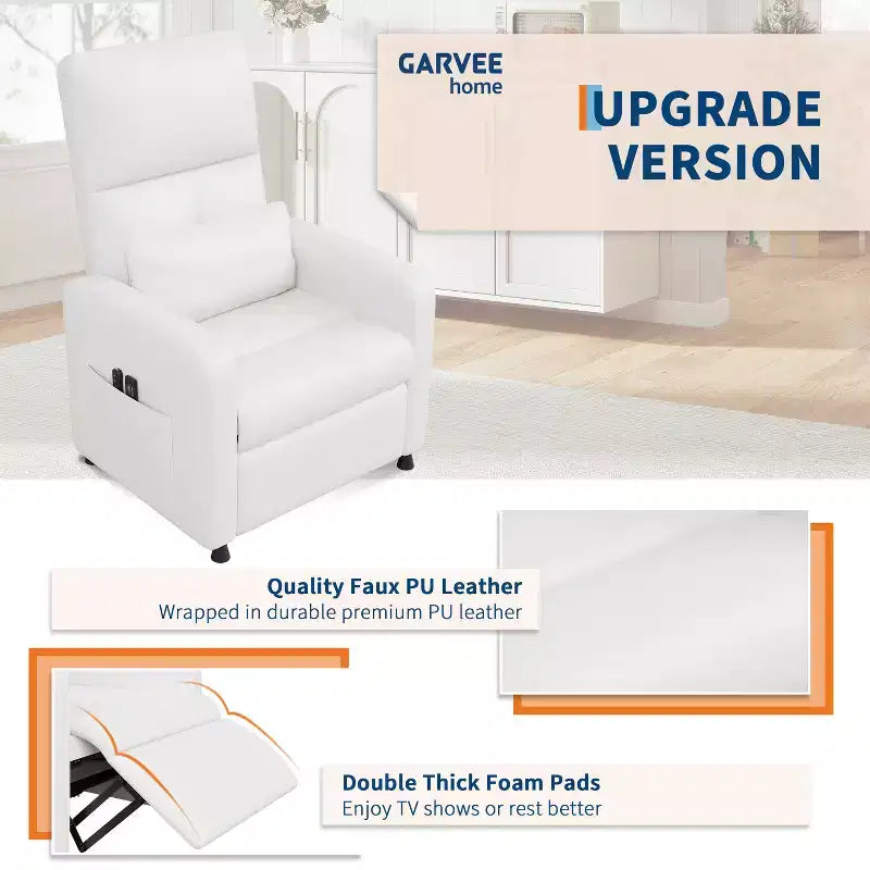 Poltrona reclinabile elettrica con funzione calore e massaggio, in pelle PU regolabile, schienale alto, seduta imbottita, divano Home Theater per soggiorno