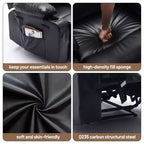 Extra brede relaxfauteuil van PU-leer voor volwassenen met massage en warmte, bekerhouder, zijvakken en zacht comfort voor woonkamer en slaapkamer