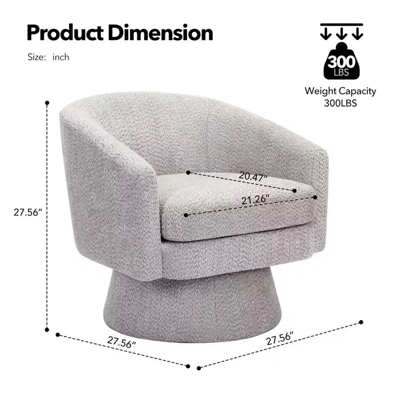 Poltrona girevole accent Velvet da 28" con pouf, rotazione a 360°, supporto ergonomico, poltrona moderna rotonda per soggiorno, camera da letto
