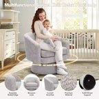 28 Samt-Drehsessel mit Hocker, 360°-Drehung, ergonomische Unterstützung, moderner runder Sessel für Wohnzimmer und Schlafzimmer