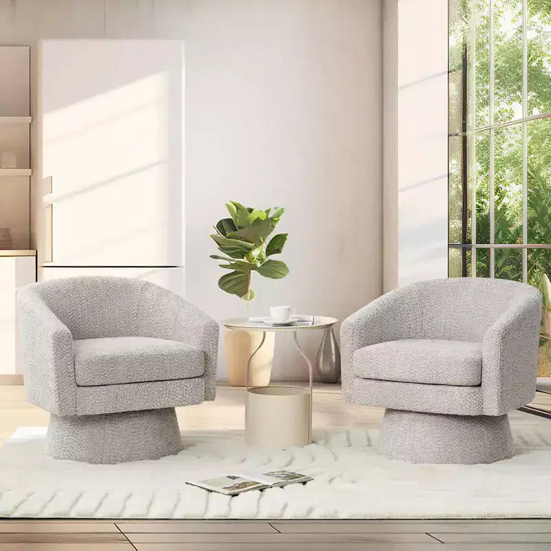 Poltrona girevole accent Velvet da 28" con pouf, rotazione a 360°, supporto ergonomico, poltrona moderna rotonda per soggiorno, camera da letto