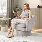 28 Samt-Drehsessel mit Hocker, 360°-Drehung, ergonomische Unterstützung, moderner runder Sessel für Wohnzimmer und Schlafzimmer