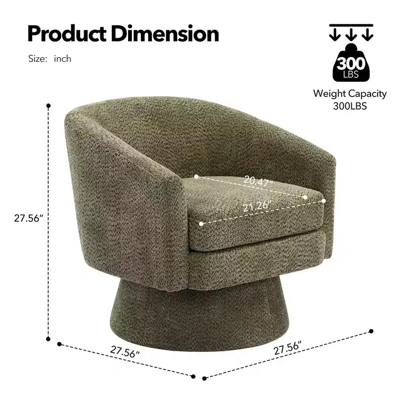 Poltrona girevole accent Velvet da 28" con pouf, rotazione a 360°, supporto ergonomico, poltrona moderna rotonda per soggiorno, camera da letto