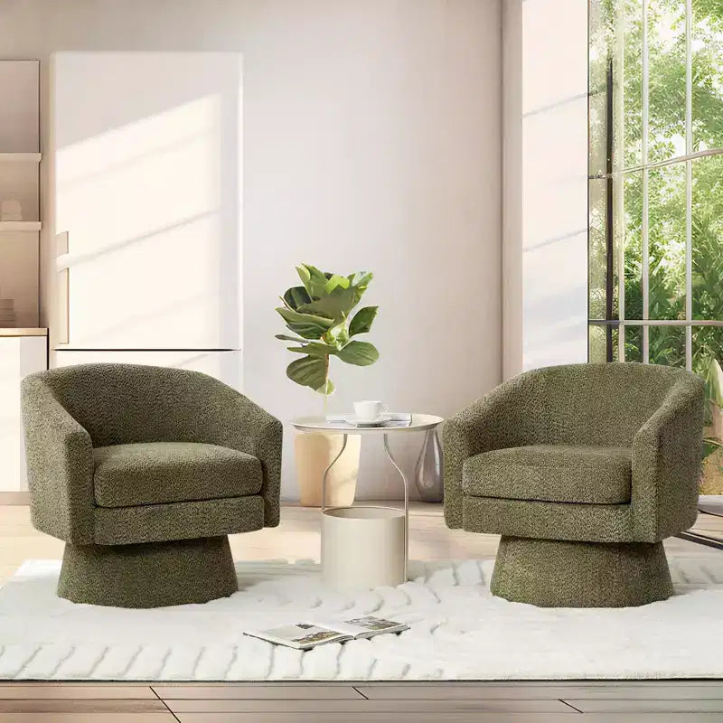 Poltrona girevole accent Velvet da 28" con pouf, rotazione a 360°, supporto ergonomico, poltrona moderna rotonda per soggiorno, camera da letto