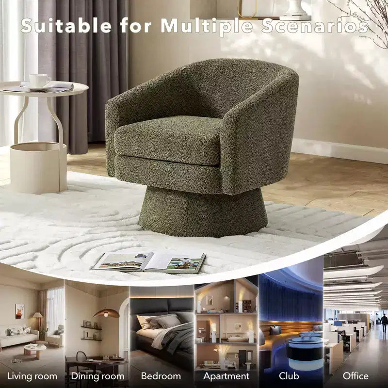Poltrona girevole accent Velvet da 28" con pouf, rotazione a 360°, supporto ergonomico, poltrona moderna rotonda per soggiorno, camera da letto