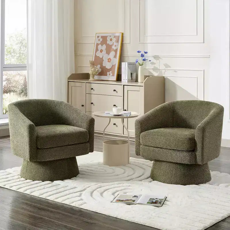 Poltrona girevole accent Velvet da 28" con pouf, rotazione a 360°, supporto ergonomico, poltrona moderna rotonda per soggiorno, camera da letto