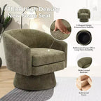 28 Samt-Drehsessel mit Hocker, 360°-Drehung, ergonomische Unterstützung, moderner runder Sessel für Wohnzimmer und Schlafzimmer