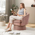 28 Samt-Drehsessel mit Hocker, 360°-Drehung, ergonomische Unterstützung, moderner runder Sessel für Wohnzimmer und Schlafzimmer