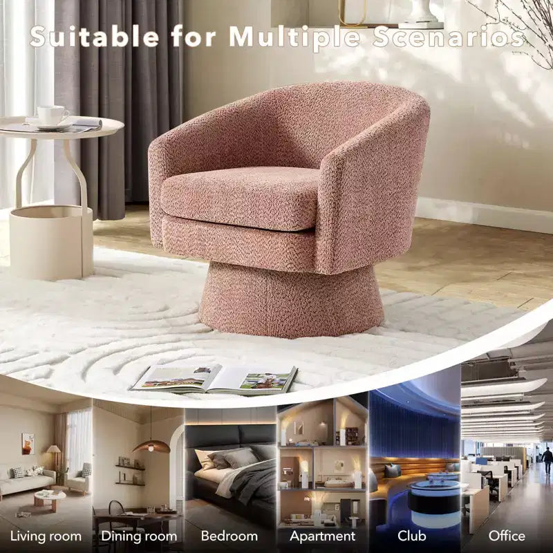 Poltrona girevole accent Velvet da 28" con pouf, rotazione a 360°, supporto ergonomico, poltrona moderna rotonda per soggiorno, camera da letto