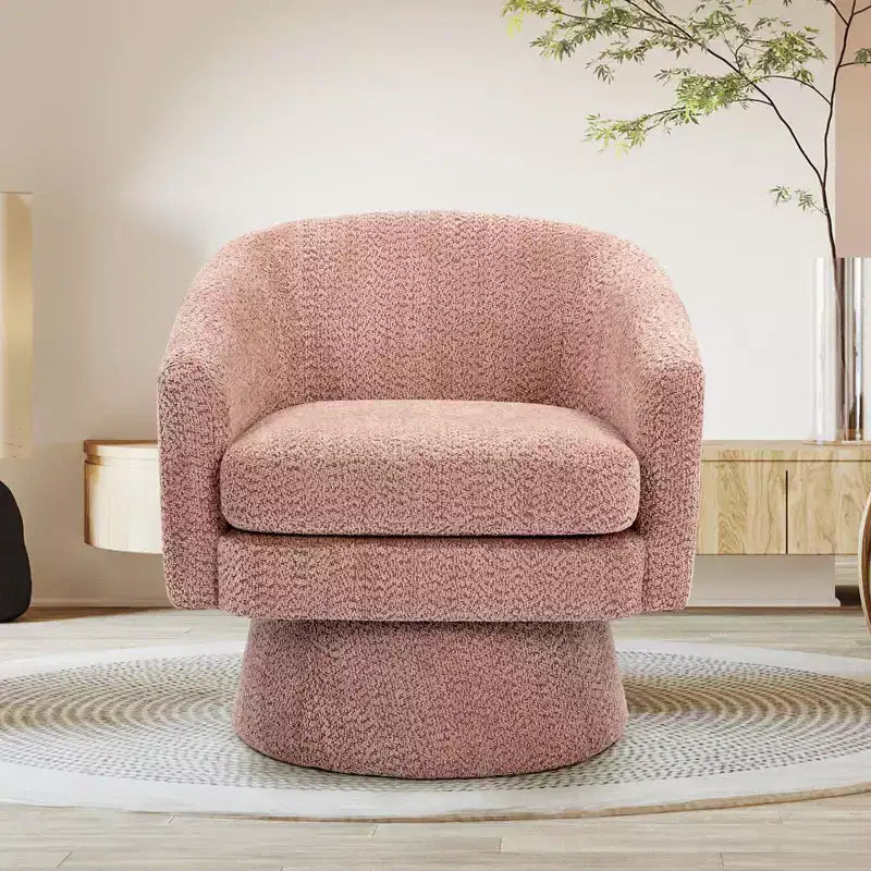 Poltrona girevole accent Velvet da 28" con pouf, rotazione a 360°, supporto ergonomico, poltrona moderna rotonda per soggiorno, camera da letto