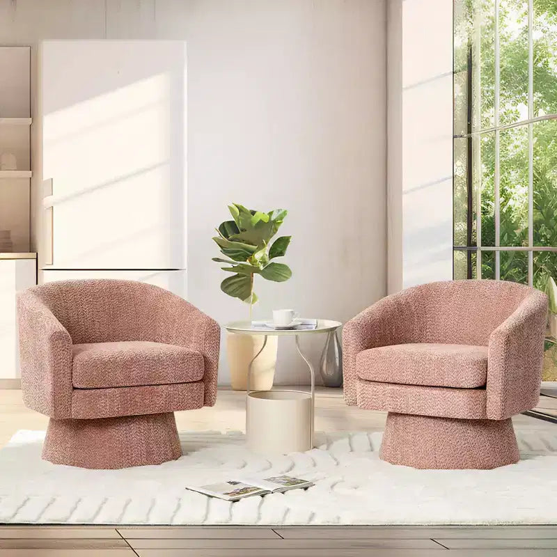 Poltrona girevole accent Velvet da 28" con pouf, rotazione a 360°, supporto ergonomico, poltrona moderna rotonda per soggiorno, camera da letto