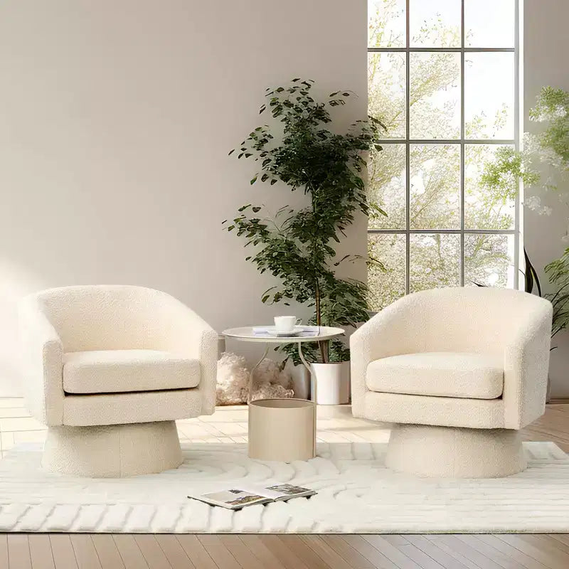Poltrona girevole accent Velvet da 28" con pouf, rotazione a 360°, supporto ergonomico, poltrona moderna rotonda per soggiorno, camera da letto