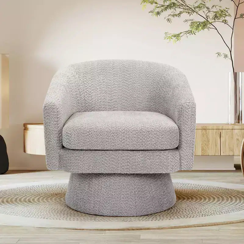 Poltrona girevole accent Velvet da 28" con pouf, rotazione a 360°, supporto ergonomico, poltrona moderna rotonda per soggiorno, camera da letto