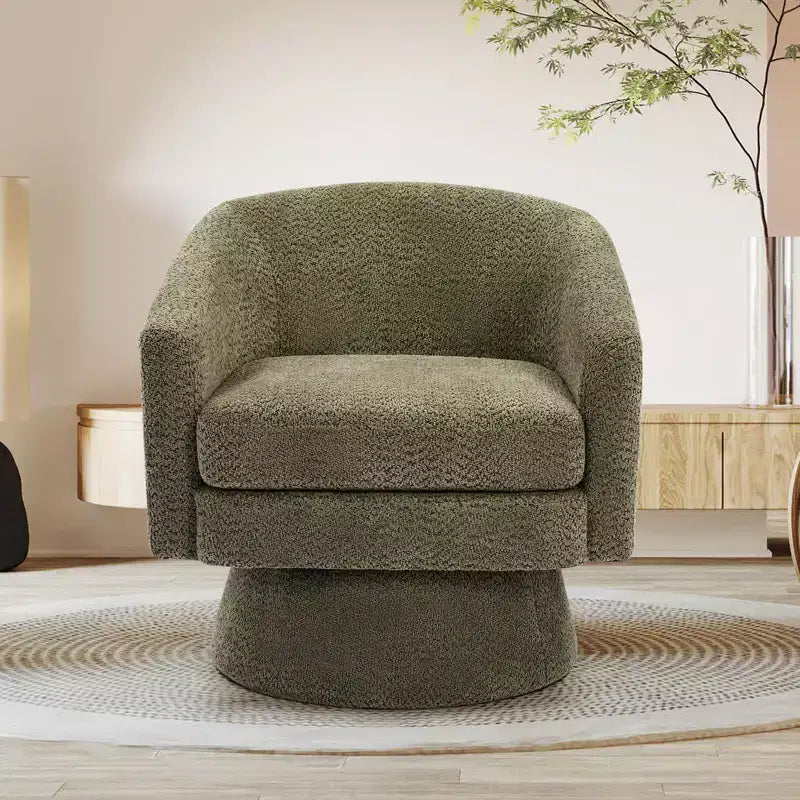 Poltrona girevole accent Velvet da 28" con pouf, rotazione a 360°, supporto ergonomico, poltrona moderna rotonda per soggiorno, camera da letto
