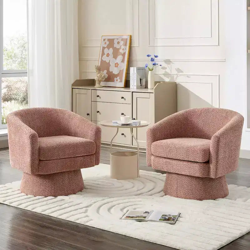 Poltrona girevole accent Velvet da 28" con pouf, rotazione a 360°, supporto ergonomico, poltrona moderna rotonda per soggiorno, camera da letto