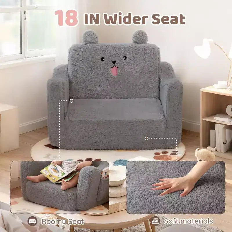 Poltroncina per bambini Kinder King, divano letto apribile 2 in 1 per sala giochi