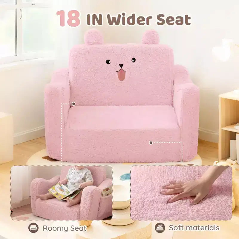 Poltroncina per bambini Kinder King, divano letto apribile 2 in 1 per sala giochi
