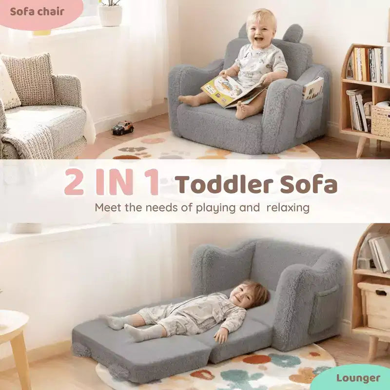 Poltroncina per bambini Kinder King, divano letto apribile 2 in 1 per sala giochi