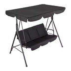 3-Seat Black Patio Swing Chair - Adjustable Canopy & Armrests, Breathable Textilene Fabric Hanging Bench for Garden Poolside Backyard