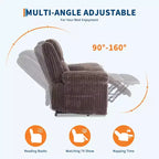Cord-Relaxsessel, manuell verstellbares Sofa mit Griff, gepolsterten Armlehnen, dicker Polsterung und Seitentasche, Wohnzimmer, Schlafzimmer, Heimkino, Dunkelgrau