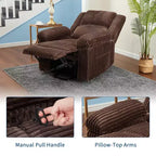 Cord-Relaxsessel, manuell verstellbares Sofa mit Griff, gepolsterten Armlehnen, dicker Polsterung und Seitentasche, Wohnzimmer, Schlafzimmer, Heimkino, Dunkelgrau