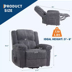 Cord-Relaxsessel, manuell verstellbares Sofa mit Griff, gepolsterten Armlehnen, dicker Polsterung und Seitentasche, Wohnzimmer, Schlafzimmer, Heimkino, Dunkelgrau