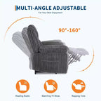 Cord-Relaxsessel, manuell verstellbares Sofa mit Griff, gepolsterten Armlehnen, dicker Polsterung und Seitentasche, Wohnzimmer, Schlafzimmer, Heimkino, Dunkelgrau