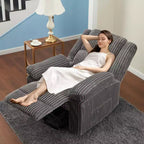 Cord-Relaxsessel, manuell verstellbares Sofa mit Griff, gepolsterten Armlehnen, dicker Polsterung und Seitentasche, Wohnzimmer, Schlafzimmer, Heimkino, Dunkelgrau