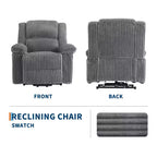 Cord-Relaxsessel, manuell verstellbares Sofa mit Griff, gepolsterten Armlehnen, dicker Polsterung und Seitentasche, Wohnzimmer, Schlafzimmer, Heimkino, Dunkelgrau