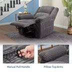 Cord-Relaxsessel, manuell verstellbares Sofa mit Griff, gepolsterten Armlehnen, dicker Polsterung und Seitentasche, Wohnzimmer, Schlafzimmer, Heimkino, Dunkelgrau