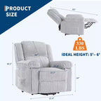 Cord-Relaxsessel, manuell verstellbares Sofa mit Griff, gepolsterten Armlehnen, dicker Polsterung und Seitentasche, Wohnzimmer, Schlafzimmer, Heimkino, Dunkelgrau