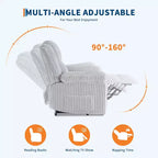 Cord-Relaxsessel, manuell verstellbares Sofa mit Griff, gepolsterten Armlehnen, dicker Polsterung und Seitentasche, Wohnzimmer, Schlafzimmer, Heimkino, Dunkelgrau