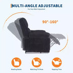 Cord-Relaxsessel, manuell verstellbares Sofa mit Griff, gepolsterten Armlehnen, dicker Polsterung und Seitentasche, Wohnzimmer, Schlafzimmer, Heimkino, Dunkelgrau