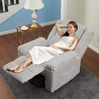Cord-Relaxsessel, manuell verstellbares Sofa mit Griff, gepolsterten Armlehnen, dicker Polsterung und Seitentasche, Wohnzimmer, Schlafzimmer, Heimkino, Dunkelgrau