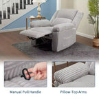 Cord-Relaxsessel, manuell verstellbares Sofa mit Griff, gepolsterten Armlehnen, dicker Polsterung und Seitentasche, Wohnzimmer, Schlafzimmer, Heimkino, Dunkelgrau