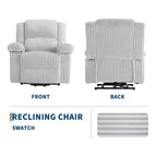Cord-Relaxsessel, manuell verstellbares Sofa mit Griff, gepolsterten Armlehnen, dicker Polsterung und Seitentasche, Wohnzimmer, Schlafzimmer, Heimkino, Dunkelgrau
