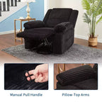 Cord-Relaxsessel, manuell verstellbares Sofa mit Griff, gepolsterten Armlehnen, dicker Polsterung und Seitentasche, Wohnzimmer, Schlafzimmer, Heimkino, Dunkelgrau