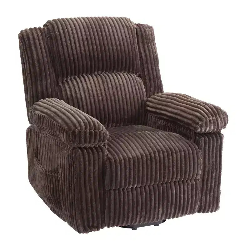 Poltrona reclinabile in velluto a coste, Divano reclinabile manuale con maniglia, Braccioli imbottiti, Imbottitura spessa, Tasca laterale, Soggiorno, Camera da letto, Home Theater, Grigio scuro