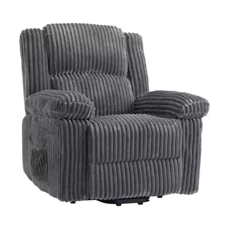 Poltrona reclinabile in velluto a coste, Divano reclinabile manuale con maniglia, Braccioli imbottiti, Imbottitura spessa, Tasca laterale, Soggiorno, Camera da letto, Home Theater, Grigio scuro