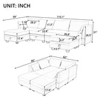 Hoekbank, U-vormige hoekbank met omkeerbare chaise longue, converteerbare slaapbank met extra opbergruimte voor woonkamer, kantoor en slaapkamer, beige