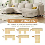 Hoekbank, U-vormige hoekbank met omkeerbare chaise longue, converteerbare slaapbank met extra opbergruimte voor woonkamer, kantoor en slaapkamer, beige