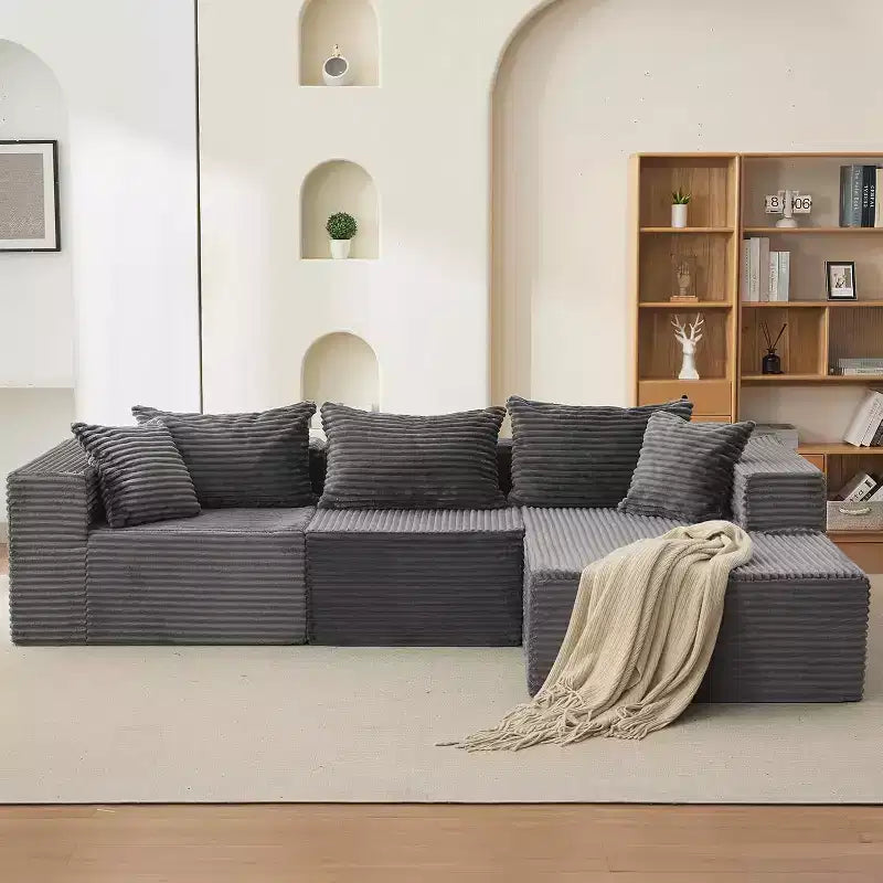 Divano componibile modulare Cloud da 108 pollici con chaise longue, divano a L senza struttura per soggiorno