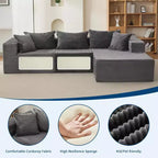 108-Inch Cloud Modular Sectional Sofa with Chaise, Plush Boneless L-Shape Couch for Living Room