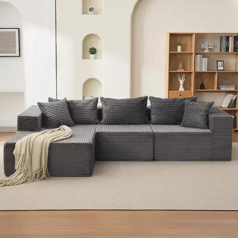 Divano componibile modulare Cloud da 108 pollici con chaise longue, divano a L senza struttura per soggiorno