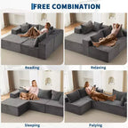 108-Inch Cloud Modular Sectional Sofa with Chaise, Plush Boneless L-Shape Couch for Living Room