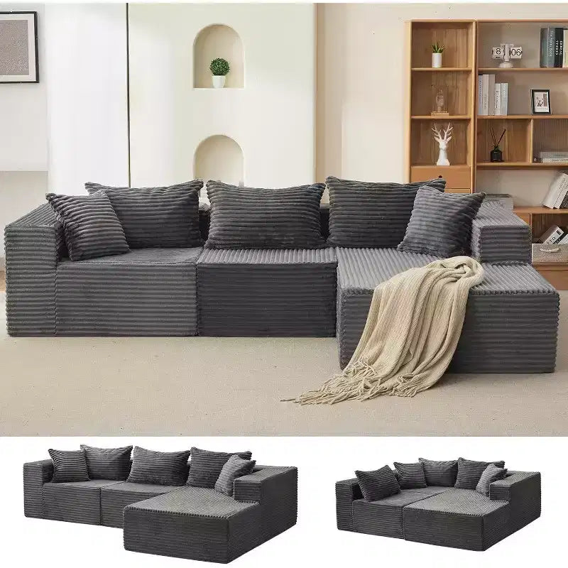 Divano componibile modulare Cloud da 108 pollici con chaise longue, divano a L senza struttura per soggiorno