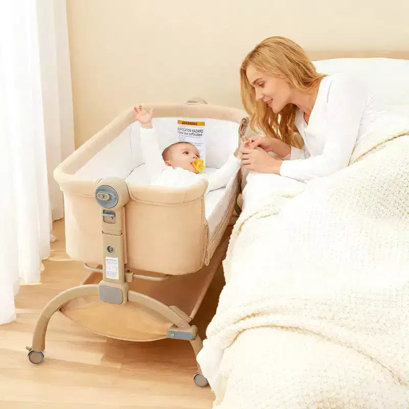 Culla per neonati, 3-in-1 con regolazione dell'altezza e ruote e zanzariera, culla portatile da affiancare al letto per neonati e bambini piccoli, per uso domestico