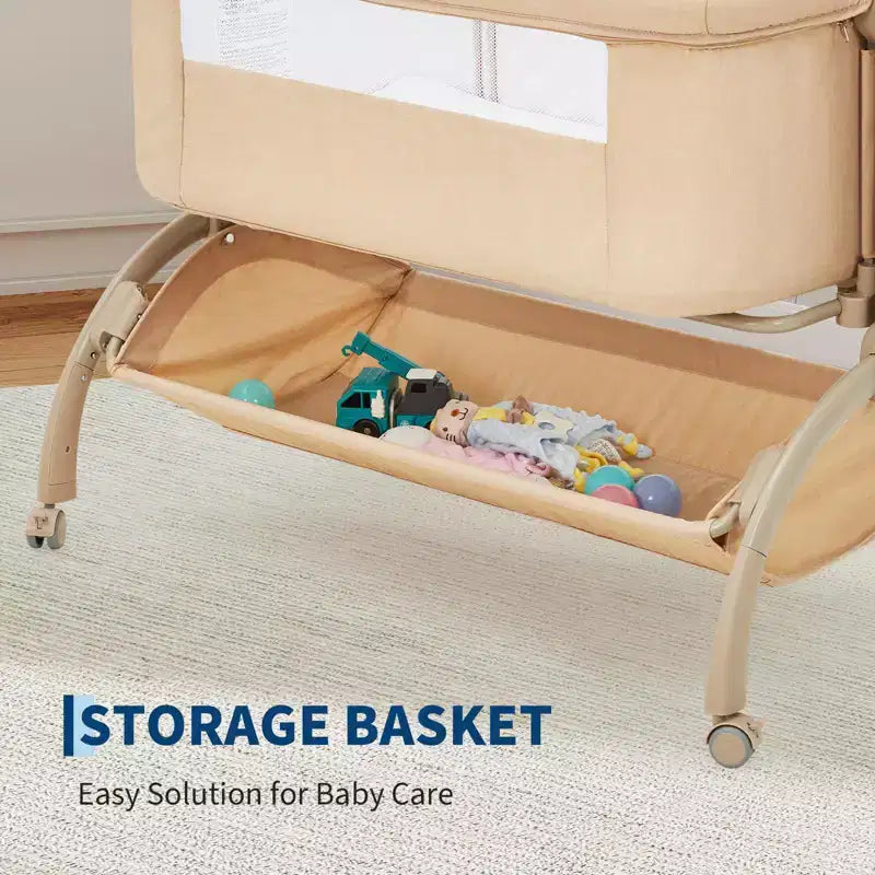 Culla per neonati, 3-in-1 con regolazione dell'altezza e ruote e zanzariera, culla portatile da affiancare al letto per neonati e bambini piccoli, per uso domestico