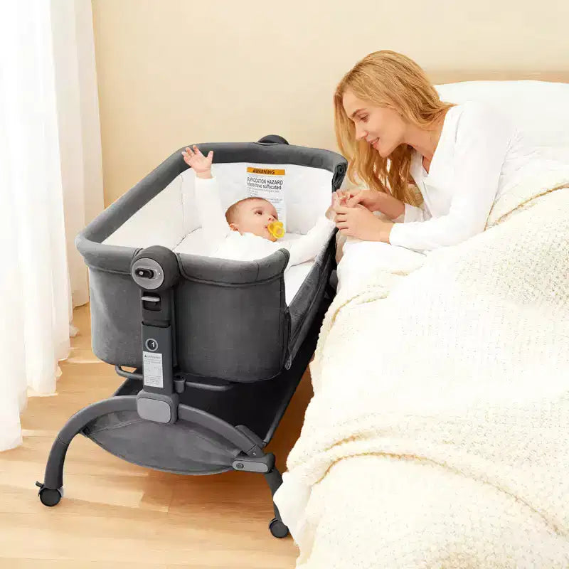 Culla per neonati, 3-in-1 con regolazione dell'altezza e ruote e zanzariera, culla portatile da affiancare al letto per neonati e bambini piccoli, per uso domestico